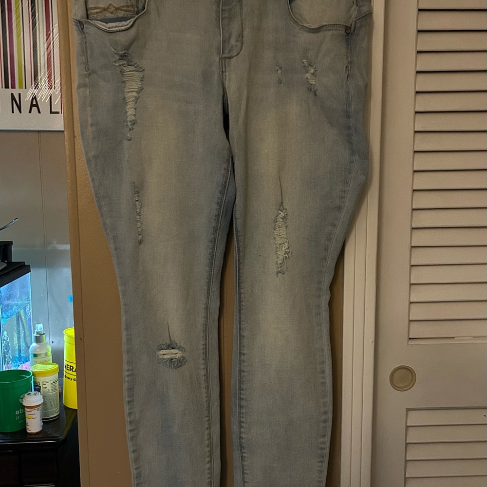 Mudd Faded Blue Ripped Skinny Jeans